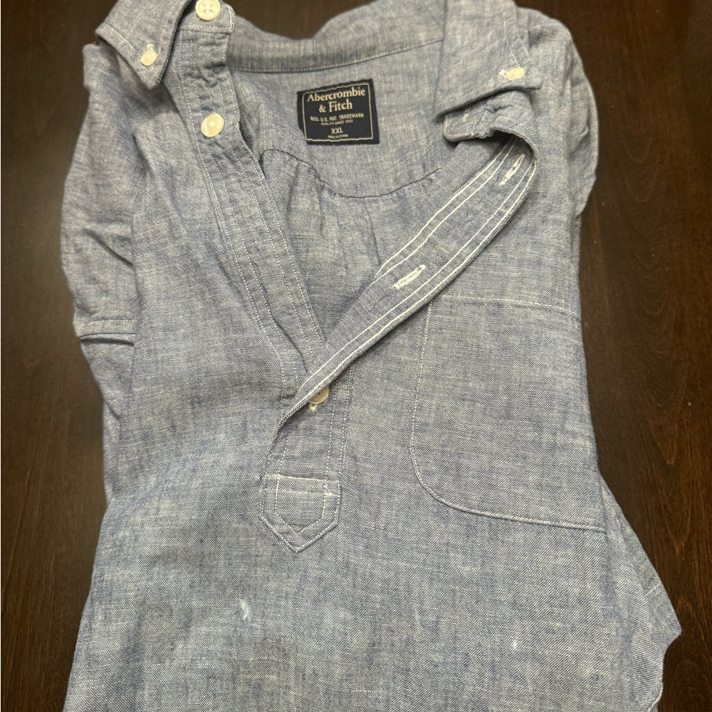 VINTAGE Abercrombie Denim Colored Half Button Down Men’s XXL